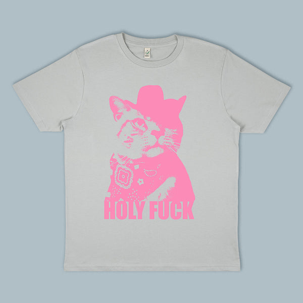 COWBOY CAT GREY T-SHIRT (Pink Print)